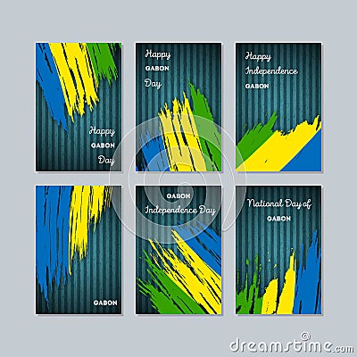 Gabon Patriotic Cards for National Day. Vector Illustration
