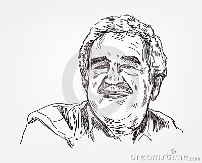 Gabriel Garcia Marquez vector sketch portrait illustration editorial Cartoon Illustration