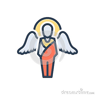 Color illustration icon for Gabriel, angel and archangel Cartoon Illustration