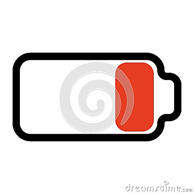 Gadget discharged dead battery, two red empty battery charge scale Vector Illustration