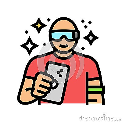 gadget geek tech enthusiast color icon vector illustration Vector Illustration