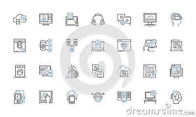 Gadgets line icons collection. Technology, Devices, Electronics, Innovation, Robotics, Wearables, Smartphs vector and Vector Illustration