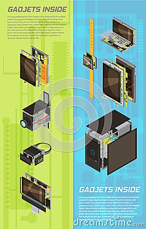 Gadgets Scheme Banner Set Vector Illustration