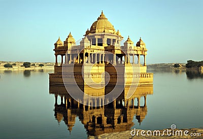 Gadisar Jaisalmer Gadi lake Ancient Rajasthan dawn temple India Sagar Stock Photo