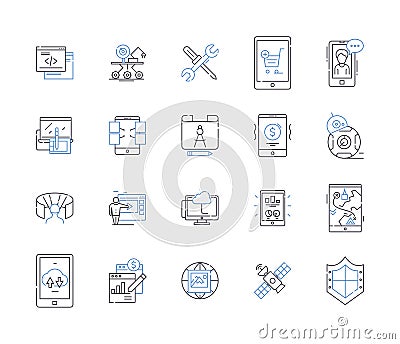 Gadjets and electronics outline icons collection. Gadgets, Electronics, Technology, Devices, Innovations, Smartphones Vector Illustration