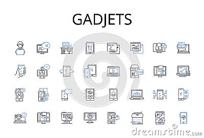 Gadjets line icons collection. Electronics, Technology, Machinery, Appliances, Devices, Instruments, Tools vector and Vector Illustration