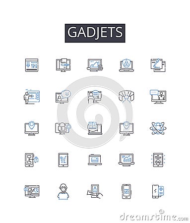 Gadjets line icons collection. Shipment, Cargo, Logistics, Transport, Delivery, Trailer, Container vector and linear Vector Illustration