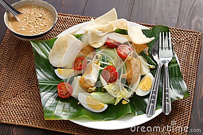 Gado gado, indonesian salad with peanut sauce Stock Photo