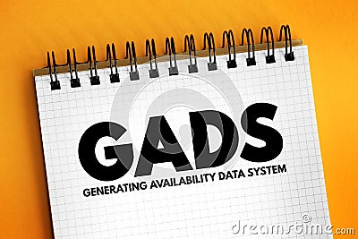 GADS - Generating Availability Data System acronym text on notepad, abbreviation concept background Stock Photo