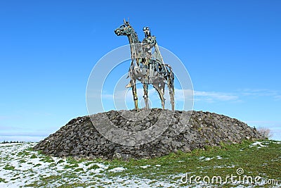 The 'Gaelic Chieftain' sculpture by Maurice Harron, located near Boyle, County Roscommon, Ireland Editorial Stock Photo