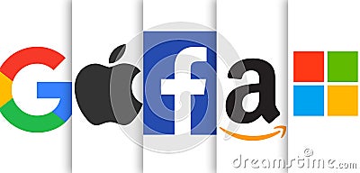 GAFAM - The biggest companies in information technology Editorial Stock Photo