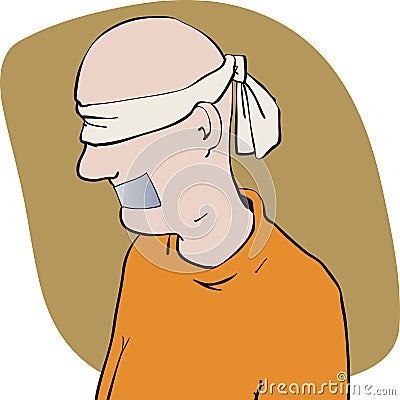 Gagged blindfolded Vector Illustration