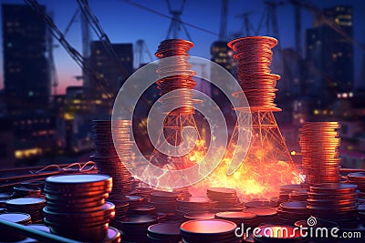 Electricity Prices Background and Household Expenses (AI Generated) Stock Photo