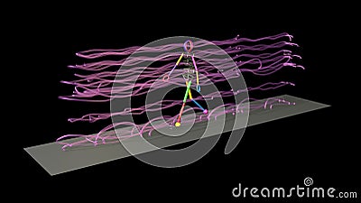 Gait recognition , motion capture 3d render of character walking. View 4 Cartoon Illustration