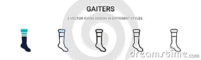 Gaiters icon in filled, thin line, outline and stroke style. Vector illustration of two colored and black gaiters vector icons Vector Illustration