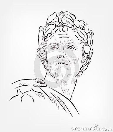 Gaius Julius Caesar vector sketch illustration Editorial Stock Photo