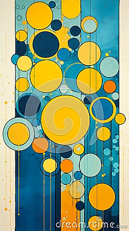 Galactic Gold: A Fluid Mosaic of Amber and Blue Circles, Interco Stock Photo