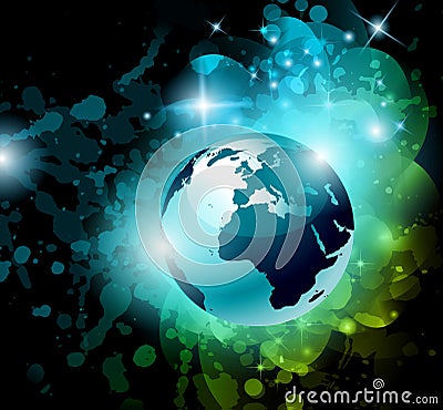 Galactic space background 3D earth Vector Illustration