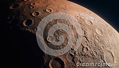 Galactic sphere orbits planet in abstract space, illuminated by moonlight generated by AI Stock Photo