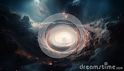 Galactic spiral illuminates night sky, a futuristic natural phenomenon generated by AI Stock Photo