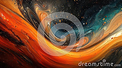 Galactic Wonder: A Vibrant Abstract Image of Deep Space with Nebulas, Starfields, and Celestial Objects against a Dark E Stock Photo
