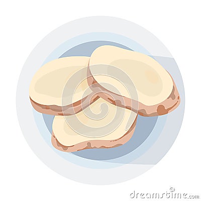 Galangal slice icon. Ginger spice sliced. Thai and Asian cuisine Vector Illustration