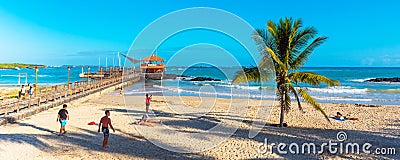 GALAPAGOS ISLAND, ISLA ISABELA - JULY 2, 2019: View of the sandy beach Editorial Stock Photo