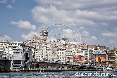 Galata Bridge And Karakoy Coastline, Istanbul, Turkey Editorial Stock Photo