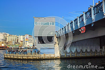 Galata Bridge Men & Women Golden Horn Istanbul Editorial Stock Photo