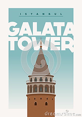 Galata Tower Galata Kulesi Vector Illustration
