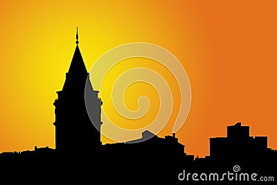 Galata Tower silhouettes Stock Photo