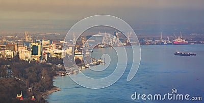 Galati, Romania - January 26, 2020 Galati City And Danube River Editorial Stock Photo