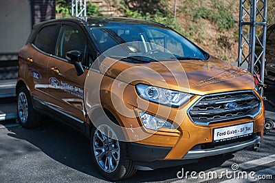 Galati, Romania - September 15, 2019: Gold Ford EcoSport facelift front view Editorial Stock Photo