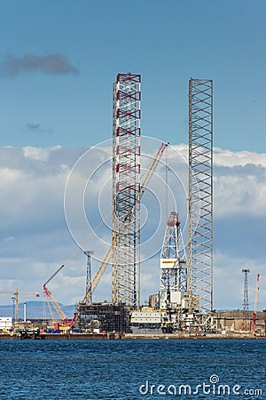 Galaxi Z drill platform under construction in Balnapaling, Scotland. Editorial Stock Photo