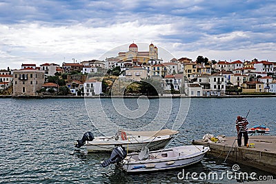 Galaxidi, Greece, View Across Outer Harbour Editorial Stock Photo