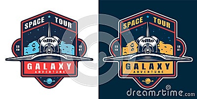 Galaxy adventure colorful emblem Vector Illustration