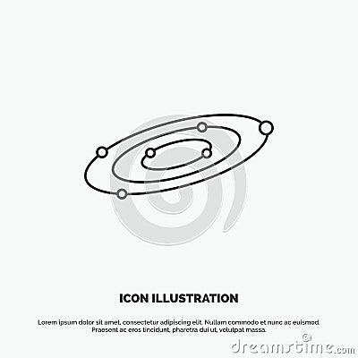 Galaxy, astronomy, planets, system, universe Icon. Line vector gray symbol for UI and UX, website or mobile application Vector Illustration