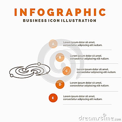 Galaxy, astronomy, planets, system, universe Infographics Template for Website and Presentation. Line Gray icon with Orange Vector Illustration