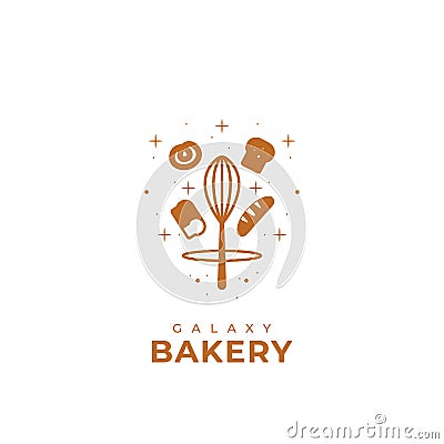 Galaxy bakery logo symbol of bread product or bakery company Vector Illustration