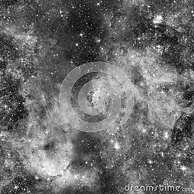 Galaxy fabric seamless pattern. Black and white Stock Photo