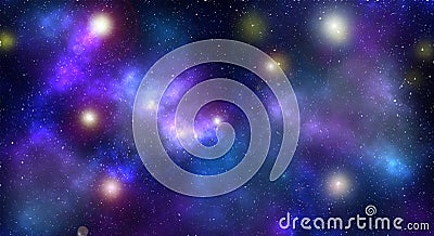 Galaxy fantasy stars space background Scene illustration Cartoon Illustration