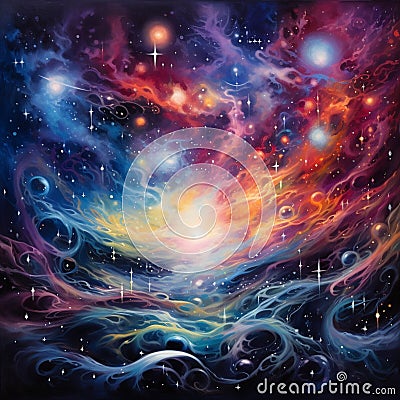 Galaxy Harmonies: Celestial Melodies of Planets and Stars Stock Photo