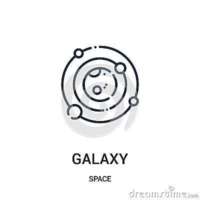 galaxy icon vector from space collection. Thin line galaxy outline icon vector illustration Vector Illustration
