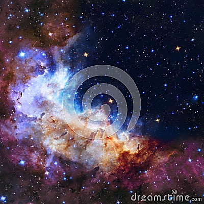 Galaxy illustration, space background with stars, nebula, cosmos clouds Cartoon Illustration