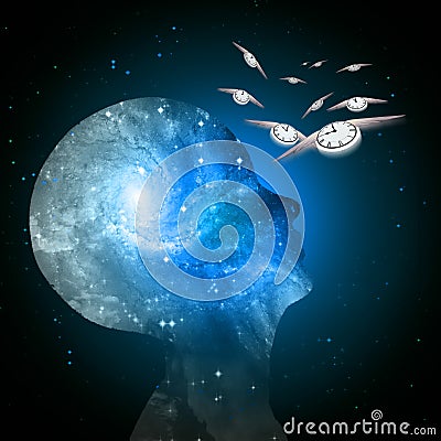 Galaxy mind time flies Stock Photo