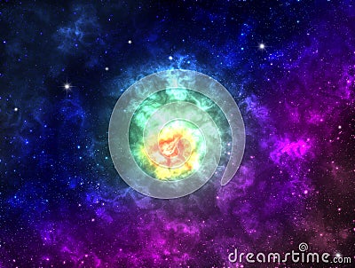 Galaxy outer space nebula gas cloud colorful Stock Photo