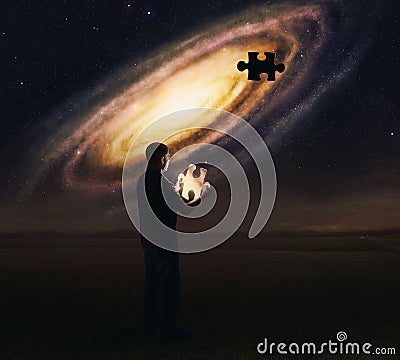 Galaxy puzzle piece Stock Photo