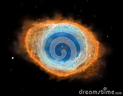 Galaxy : Ring Nebula M57 Cartoon Illustration