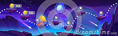 Galaxy space vector map level game ui background Vector Illustration
