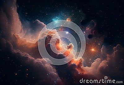 Galaxy supernova nebular background of the universe celestial stars in the night sky during a cosmic event Cartoon Illustration